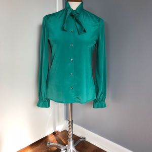 Vintage teal blouse fits modern size 6-8